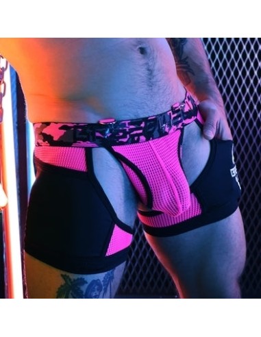 Boxer Bottomless Neo Camo Noir-Rose Neon