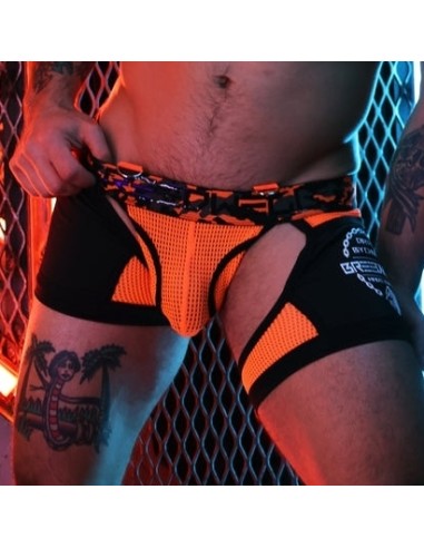 Boxer Bottomless Neo Camo Noir-Orange Neon