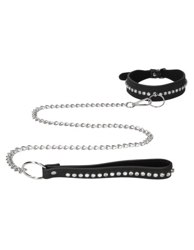 Collier-Laisse à Strass Diamond Studded Noir