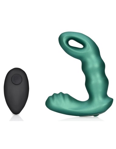 Stimulateur de prostate Beaded 10 x 3.5cm Vert métallisé