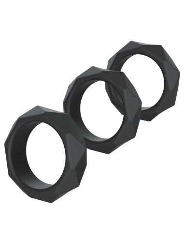 Lot de 3 Cockrings Silicone Heavy C-Ring Noirs