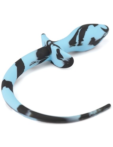 Plug Queue de chien Silicone 7.5 x 3.1cm Noir-Bleu Ciel