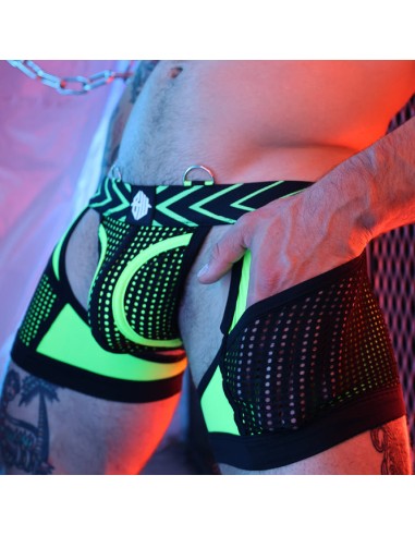 Boxer Jock Dickmatized Noir-Vert neon