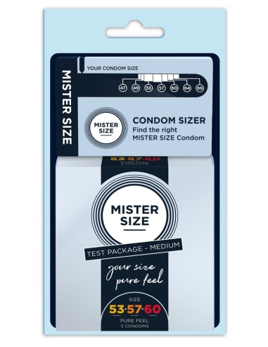 Préservatifs + Mesureur Mister Size Échantillon 3 tailles 53, 57 et 60mm