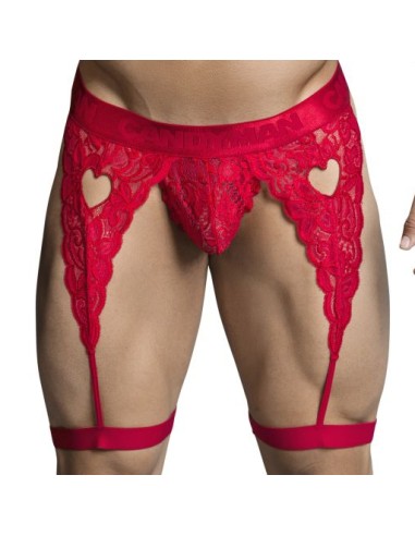 String Porte-Jarretelles Dentelle Peitho Rouge