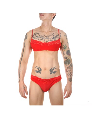 Ensemble Slip et Bra Tarmina Rouge