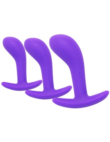 Kit de 3 Mini Plugs Prostatiques Silicone 11 x 3.5 cm Violet