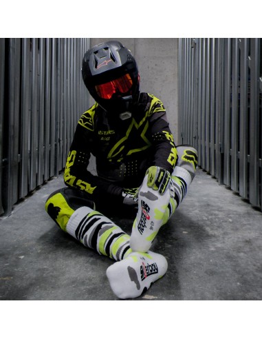Chaussettes hautes Mx Socks Sk8erboy Blanc-Fluo-Noir