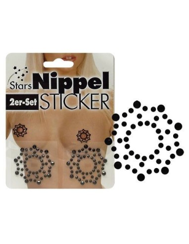 Strass noirs pour tétons - 4.5 x 4.5 cm