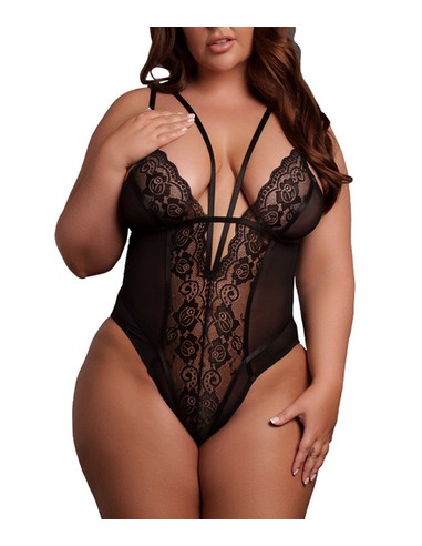 Body Dentelle Double Bretelle Grande Taille Carlita Noir