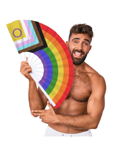 Éventail Géant Arc en ciel LGBTQIA+ 64cm