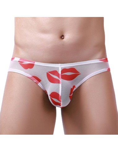 Slip sexy Kiss Lips Blanc