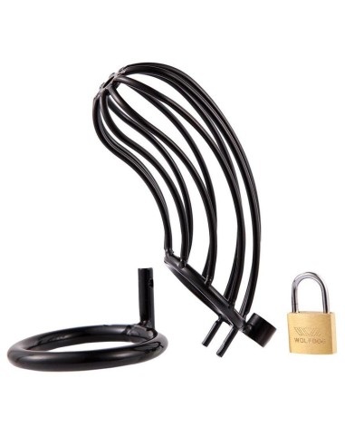 Cage de Chasteté en métal Grille 12 x 3.5cm | Anneau 50mm Noir