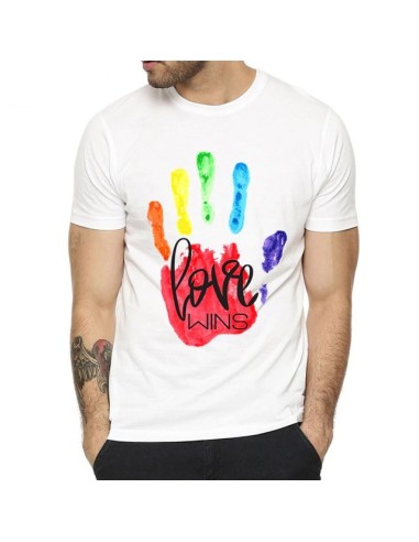T-shirt blanc avec main Rainbow